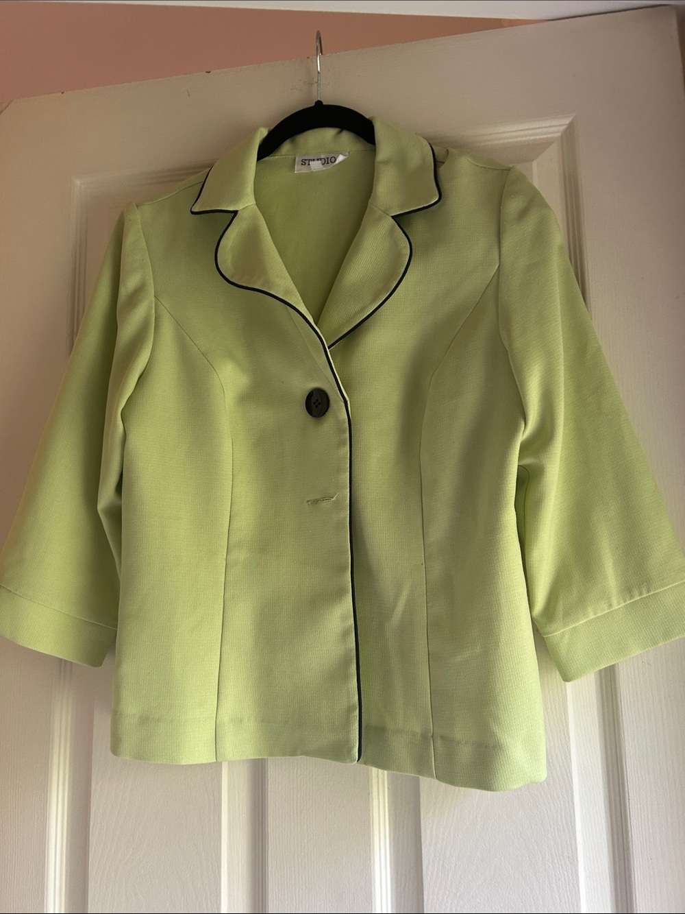 Studio Lime Green Blazer with Black Piping
